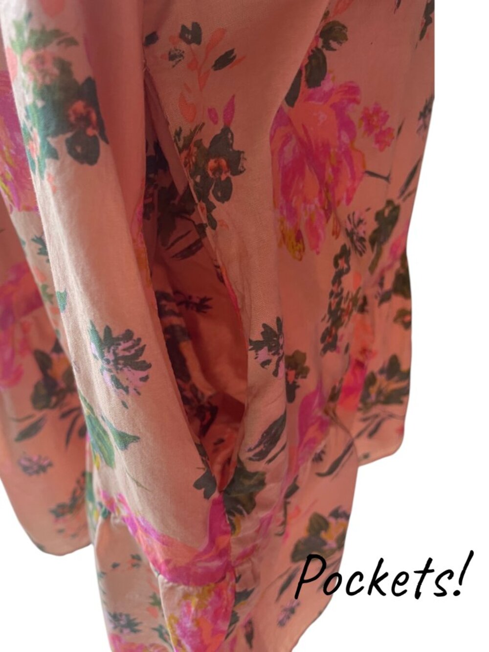 Entro Floral Babydoll Dress Peach Pink Ruffle Tiered Plus Size 1X - Picture 5 of 11